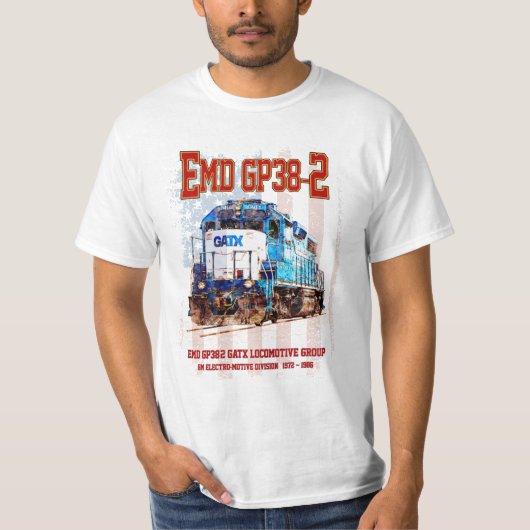 EMD GP38-2 Diesellocomotief en Amerikaanse vlag T-shirt (Voorkant)