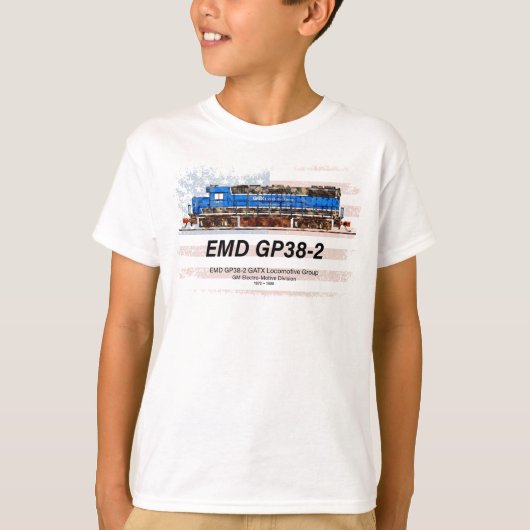 EMD GP38-2 Diesellocomotief en Amerikaanse vlag T-shirt (Voorkant)