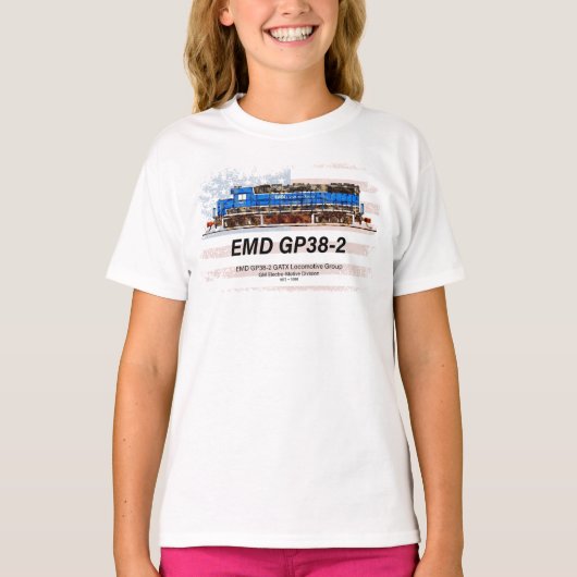 EMD GP38-2 Diesellocomotief en Amerikaanse vlag T-shirt (Voorkant)