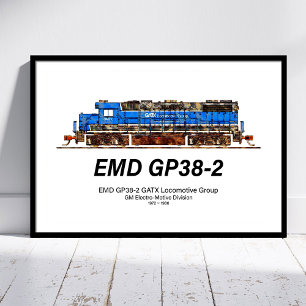 EMD GP38-2 diesellocomotief GATX blauw en wit Poster