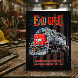 EMD GP60 Diesel Locomotief en Amerikaanse vlag Bedankkaart