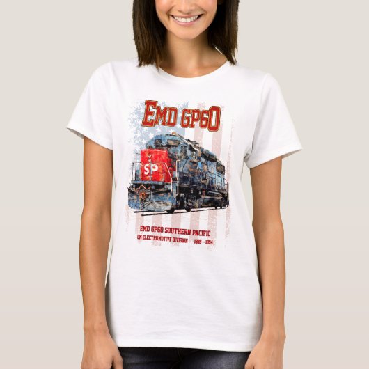 EMD GP60 Diesel Locomotief en Amerikaanse vlag T-shirt (Voorkant)