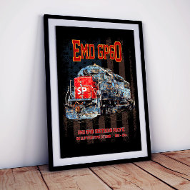 EMD GP60 diesellocomotief en Amerikaanse vlag Poster