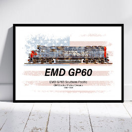 EMD GP60 diesellocomotief en Amerikaanse vlag Poster