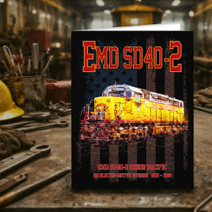  EMD SD40-2 Diesel Locomotive Amerikaanse vlag Bedankkaart