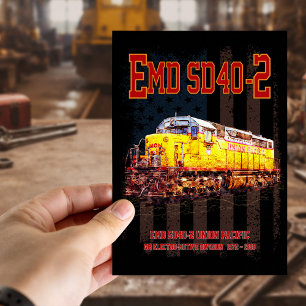  EMD SD40-2 Diesel Locomotive Amerikaanse vlag Briefkaart