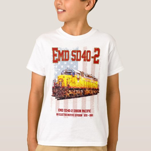  EMD SD40-2 Diesel Locomotive Amerikaanse vlag T-shirt (Voorkant)