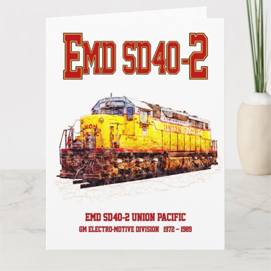  EMD SD40-2 Diesel Locomotive. Bedankkaart (Voorkant)