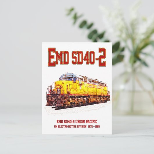  EMD SD40-2 Diesel Locomotive. Briefkaart (Staand voorkant)