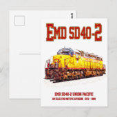  EMD SD40-2 Diesel Locomotive. Briefkaart (Voorkant / Achterkant)