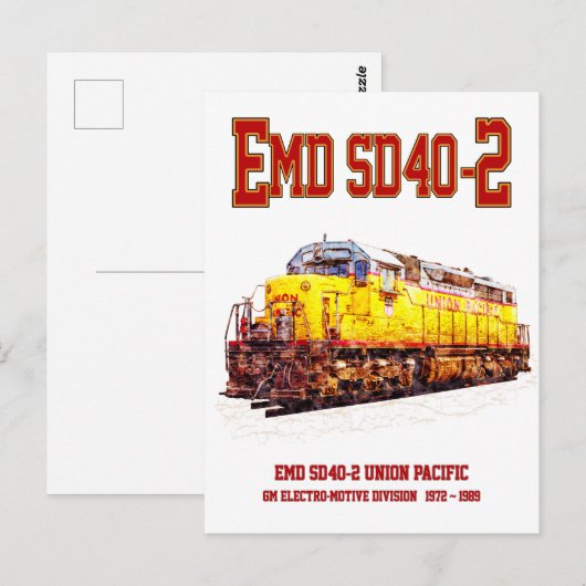  EMD SD40-2 Diesel Locomotive. Briefkaart (Voorkant / Achterkant)