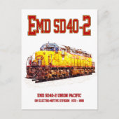  EMD SD40-2 Diesel Locomotive. Briefkaart (Voorkant)