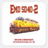 EMD SD40-2 Diesel Locomotive. Vierkante Sticker (Voorkant)