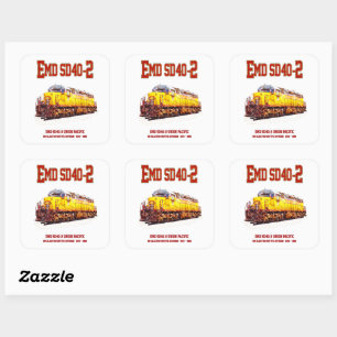 EMD SD40-2 Diesel Locomotive. Vierkante Sticker