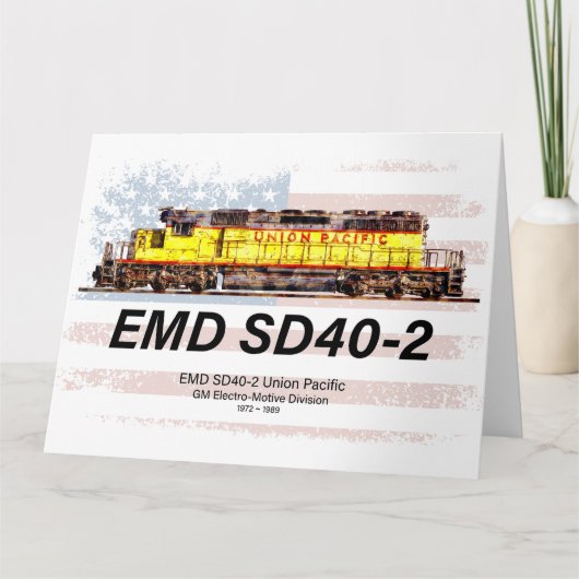 EMD SD40-2 Diesellocomotief. Amerikaanse vlag Bedankkaart (Voorkant)