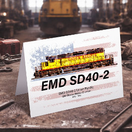 EMD SD40-2 Diesellocomotief. Amerikaanse vlag Bedankkaart