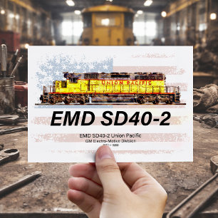 EMD SD40-2 Diesellocomotief. Amerikaanse vlag Briefkaart