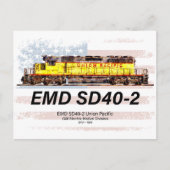 EMD SD40-2 Diesellocomotief. Amerikaanse vlag Briefkaart (Voorkant)