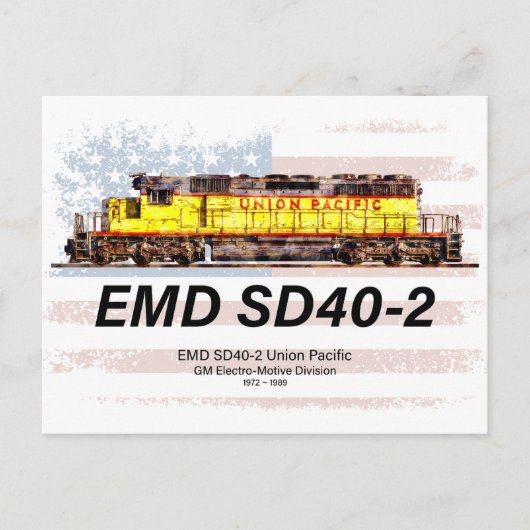 EMD SD40-2 Diesellocomotief. Amerikaanse vlag Briefkaart (Voorkant)