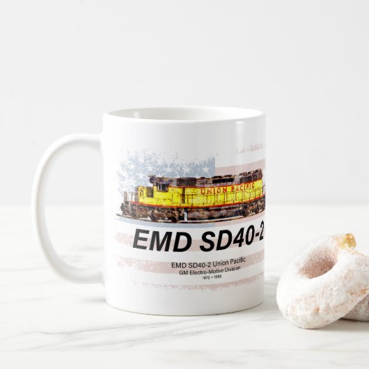 EMD SD40-2 Diesellocomotief. Amerikaanse vlag Koffiemok (Met donut)