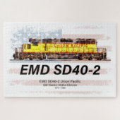 EMD SD40-2 Diesellocomotief. Amerikaanse vlag Legpuzzel (Horizontaal)
