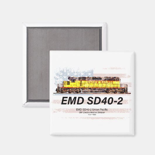 EMD SD40-2 Diesellocomotief. Amerikaanse vlag Magneet (Voorkant / Achterkant)