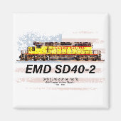 EMD SD40-2 Diesellocomotief. Amerikaanse vlag Magneet (Voorkant)