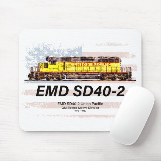EMD SD40-2 Diesellocomotief. Amerikaanse vlag Muismat (Met muis)