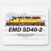 EMD SD40-2 Diesellocomotief. Amerikaanse vlag Muismat (Voorkant)