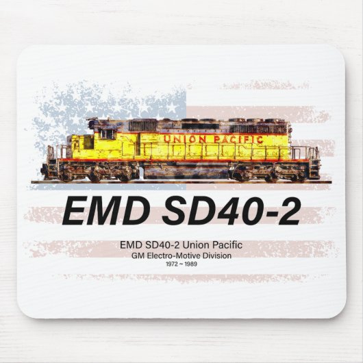 EMD SD40-2 Diesellocomotief. Amerikaanse vlag Muismat (Voorkant)