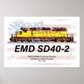 EMD SD40-2 diesellocomotief. Amerikaanse vlag Poster (Voorkant)