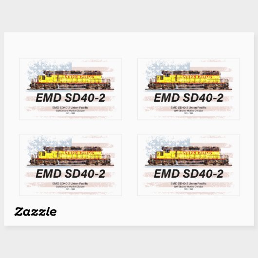 EMD SD40-2 Diesellocomotief. Amerikaanse vlag Rechthoekige Sticker (Vel)