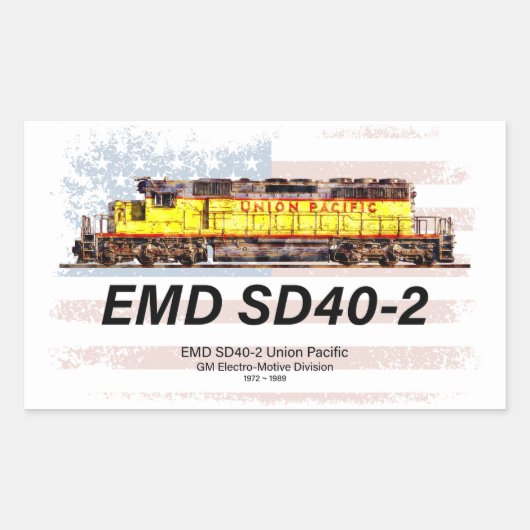EMD SD40-2 Diesellocomotief. Amerikaanse vlag Rechthoekige Sticker (Voorkant)