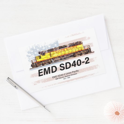 EMD SD40-2 Diesellocomotief. Amerikaanse vlag Rechthoekige Sticker (Envelop)