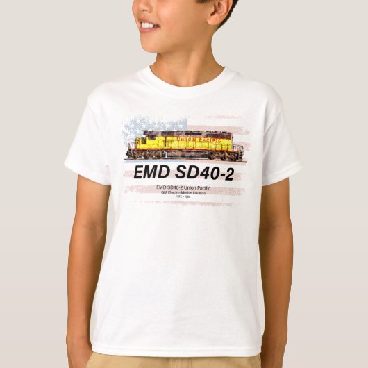EMD SD40-2 Diesellocomotief. Amerikaanse vlag T-shirt (Voorkant)