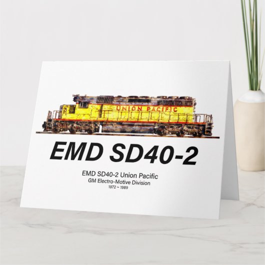 EMD SD40-2 Diesellocomotief. Unie voor de Stille O Bedankkaart (Voorkant)