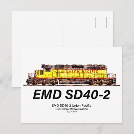 EMD SD40-2 Diesellocomotief. Unie voor de Stille O Briefkaart (Voorkant / Achterkant)