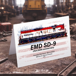 EMD SD-9-locomotief USA 250e verjaardagsuitvoering Bedankkaart