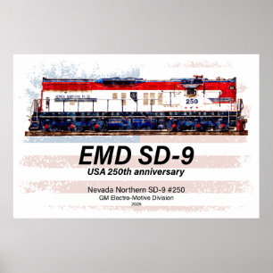 EMD SD-9-locomotief USA 250e verjaardagsuitvoering Poster