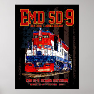 EMD SD-9-locomotief USA 250e verjaardagsuitvoering Poster