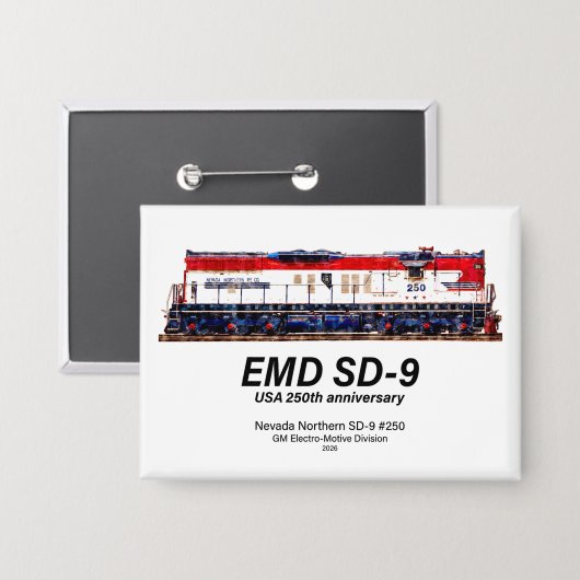 EMD SD-9 USA 250e verjaardag erfgoedlocomotief Button (Voorkant / Achterkant)