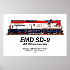 EMD SD-9 USA 250th Anniversary Heritage Locomotive Poster
