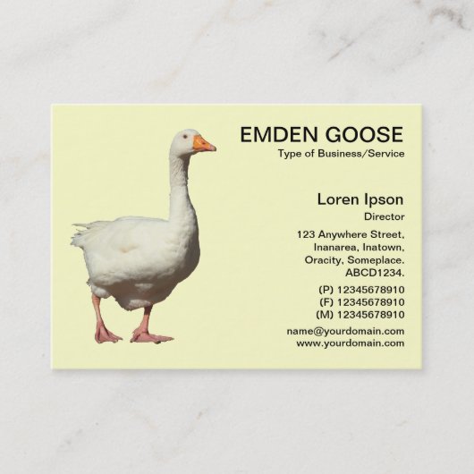 Emden Goose - Bleek Geel Visitekaartje (Voorkant)