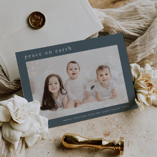 EMELIA Blauwe Familie Foto Vrede op Aarde Kerstmis Feestdagenkaart