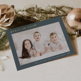 EMELIA Blauwe Folie Foto Vrede op Aarde Kerst Feestdagenkaart