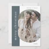 EMELIA Blauwe Kerstgroet Foto Vrolijk Kerstfeest Feestdagenkaart (Voorkant)