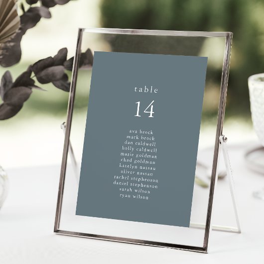 EMELIA Blue Minimal Wedding Seating Chart Kaarten