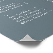 EMELIA Blue Rustic Wedding Seating Chart Sjabloon Poster (Hoek)