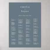 EMELIA Blue Rustic Wedding Seating Chart Sjabloon Poster (Voorkant)