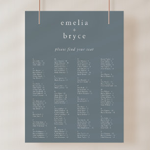 EMELIA Blue Rustic Wedding Seating Chart Sjabloon Poster